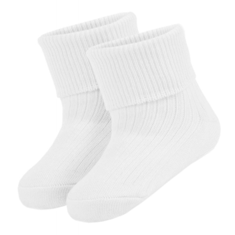 Baby Blank Turn Over Socks in White by Kids Wholesale Clothing