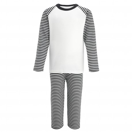 Baby Blanks Long Raglan Sleeve Pyjama Set in Black Stripe by Kids ...
