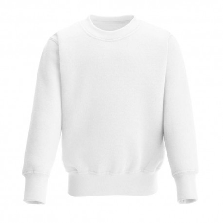 Kid's Crew Neck Fleece Sweatshirt in White by Kids Wholesale Clothing