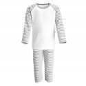 Grey Stripe Long Raglan Sleeve Pyjama Set