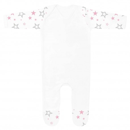 Baby Plain Chest Rompersuit in Pink Star Print