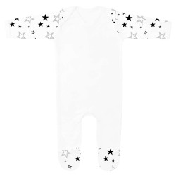 Baby Plain Chest Rompersuit in Black Star Print