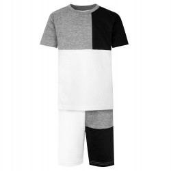 Panel T-Shirt & Short Set In Grey Marl