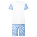 Cloud Print Short Sleeve Pyjama Set in Light Blue