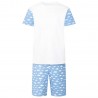 Cloud Print Short Sleeve Pyjama Set in Light Blue