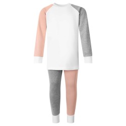 Loungewear Contrast Set in Dusty Pink/Grey/White