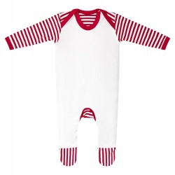 Baby Plain Chest Rompersuit in Red Stripe