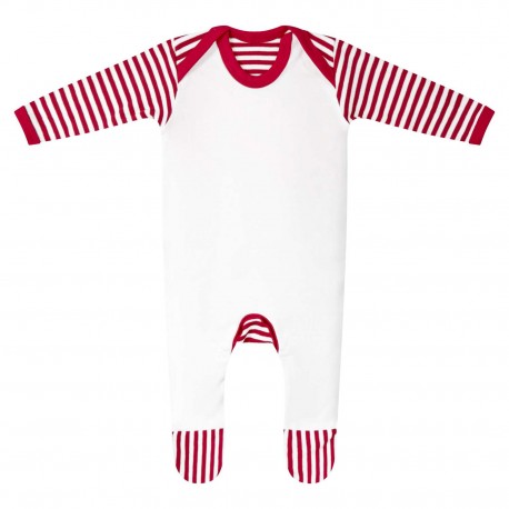 Baby Plain Chest Rompersuit in Red Stripe