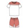 Colour Block T-shirt & Shorts Set In Pink/White