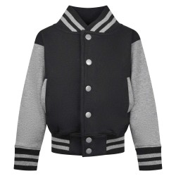 Kid's Varsity Jacket - Black/Grey