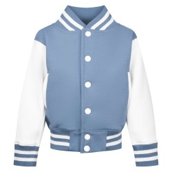 Kid's Varsity Jacket - Dusty Blue/White