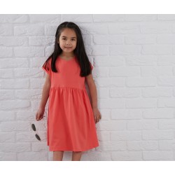 Cotton Jersey Dress in Deep Coral