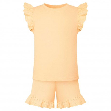 Girls Anglaise Set in Apricot Cream