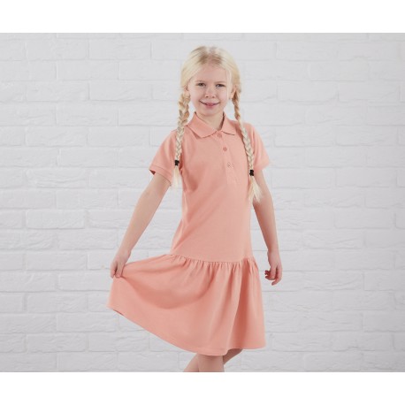 Girls Polo Dress in Dusty Pink by Kids Wholesale Clothing