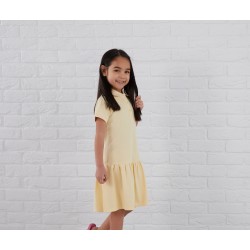 Girls Polo Dress in Apricot Cream