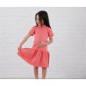 Girls Polo Dress in Deep Coral