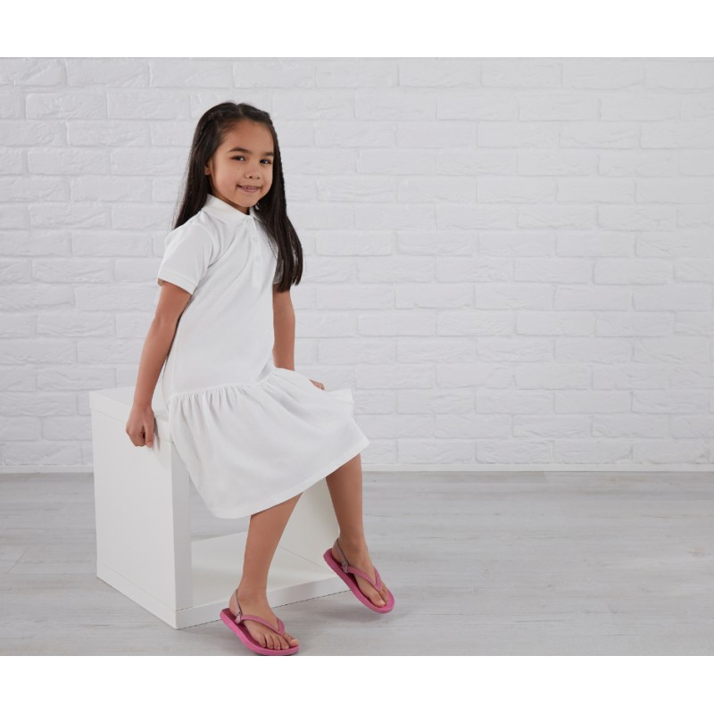 Girls Polo Dress in White by Kids Wholesale Clothing