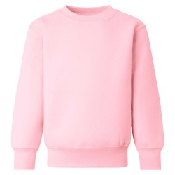 Kids's Crew Neck Fleece Sweatshirt in Pastel Pink